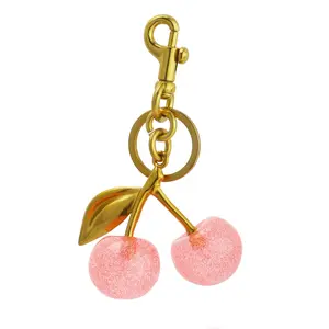 Keychain Cherry Bag Charms Purse: Key Chains Women Cute - Car keyrings leather handbags - Valentines Day Gifts