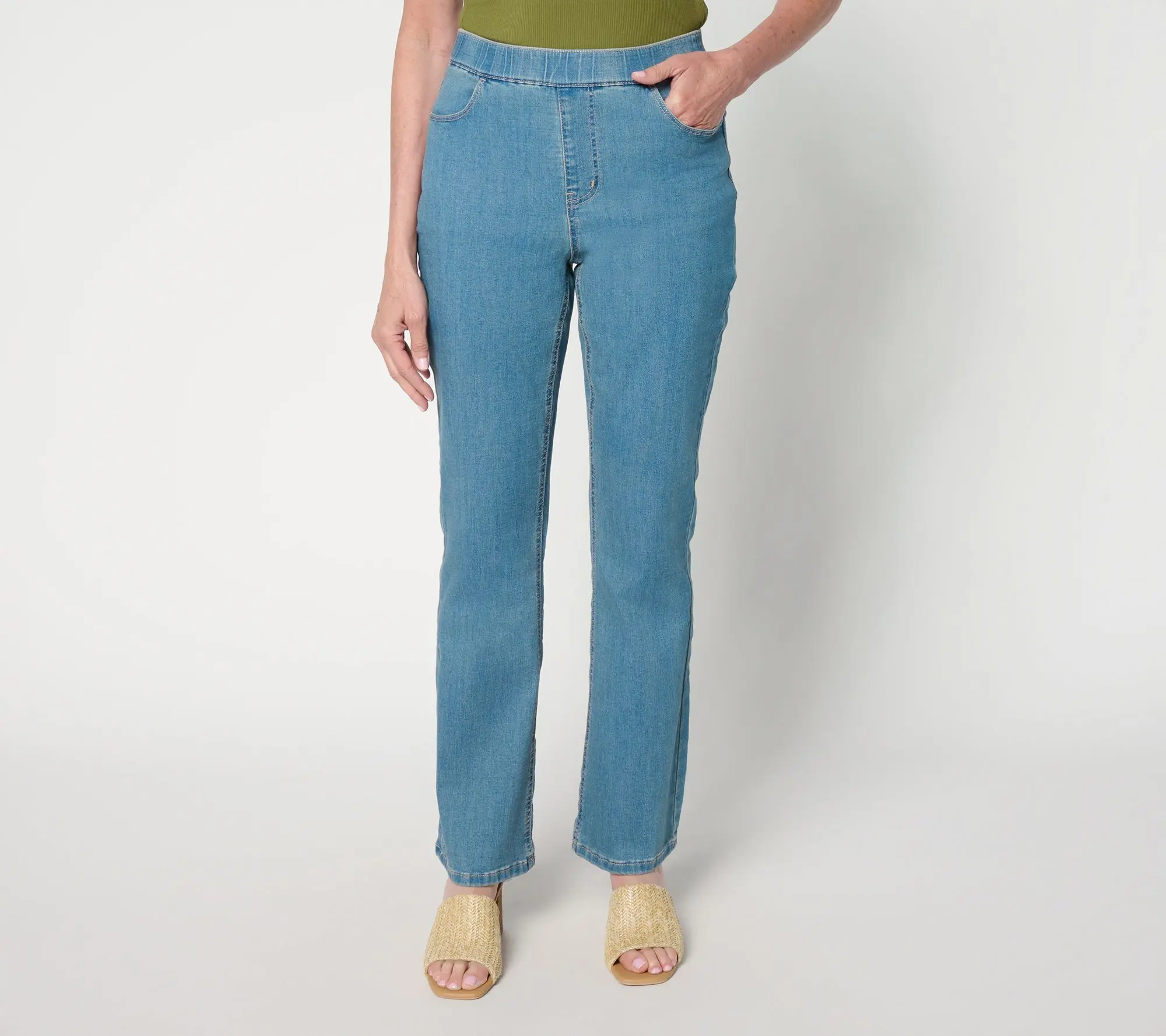 Susan Graver Regular Stretch Denim Boot Cut Full Length Jean