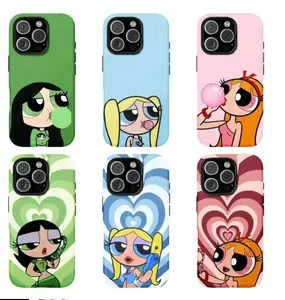 Poweerrpuff Girls Vibrant Cartoon Pattern Phone Case for iPhone 17 ProMax Plus Air 16 15 14 13 12 11 X XR & SamsungS25 S24 S23 S22 Ultra, Aesthetic Protective Cover Tough Phone Case Unique gift options