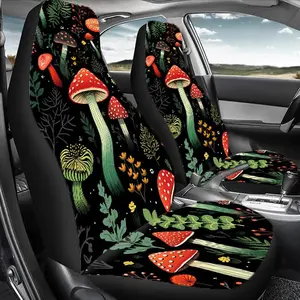 Mushroom Pattern Car Seat Cover, Durable Polyester Car Seat Protector, Universal Car Interior Accessories for Front & Rear Seats