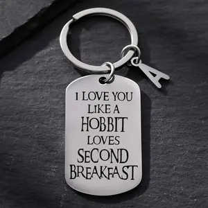 Unique Lord of the Rings Hobbit Design Keychain - Functional Keyring for Fans - Ideal Birthday Gift for Boyfriend Husband Son, Women and Men with I Love You Like A Hobbit Loves Second Breakfast Phrase