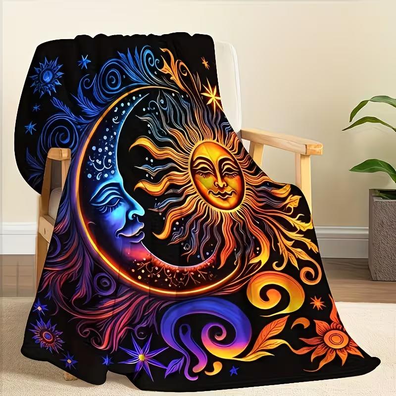 Soft Funny Throw Blanket A Blanket Featuring a Sun God Pattern, Made of Fleece, Soft, Suitable for Living Rooms And Bedrooms, Home Decor, Travel, Religious Beliefs, Festivals, Ornaments, Cartoons, Anime, And Christmas