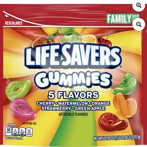 Life Savers Gummies 5 Flavors Gummy Candy Family Size 26 oz Bag Cherry Watermelon Orange Strawberry Green Apple Artificially Flavored