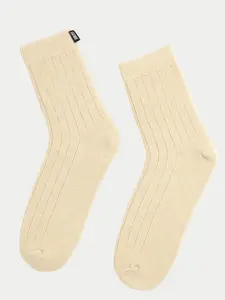 Organic Color Cashmere Unisex Rib Knit Bed Socks