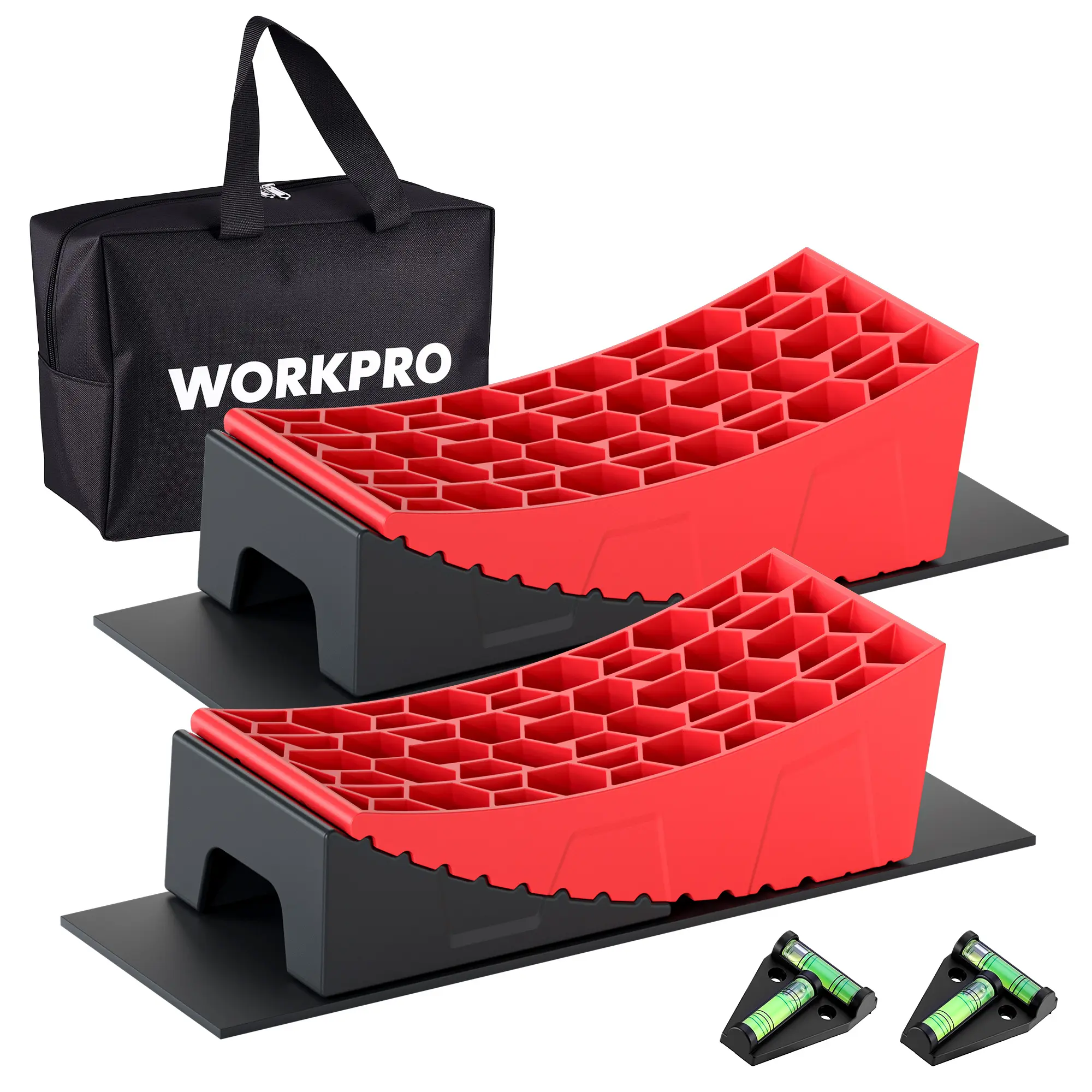 #summersale WORKPRO RV Leveling Blocks Kit 9-Piece,Camper & Trailer Leveling System, Heavy Duty RV Levelers with Anti-Slip Mats, Bubble Levels & Carry Bag