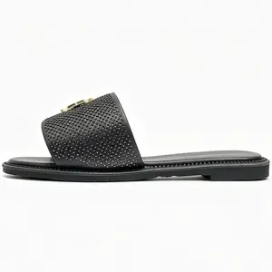 Women's Miller Crystal-embellished flip flops, RhinestoneSlide Sandals, Summer Crystal Embellished Sandals