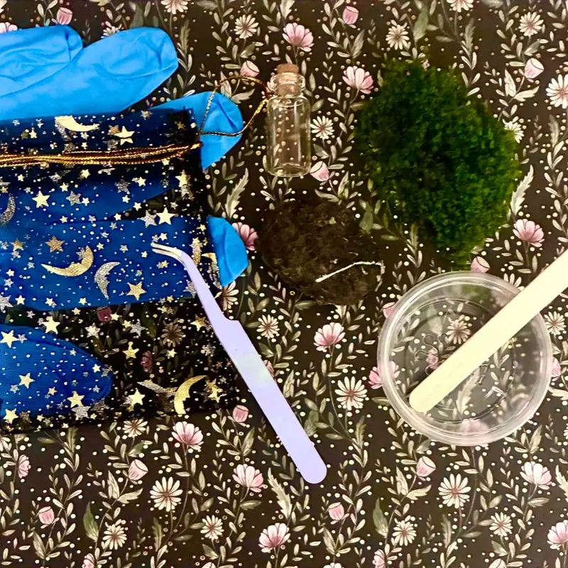 New Real Owl Pellet Discovery Kit - Genuine Natural Specimen Collectible Set with Fur Fragments, Decorative Moss, Glass Collection Vial, Stainless Steel Exploration Tools, Teeth Identification Component, Drawstring Storage Bag
