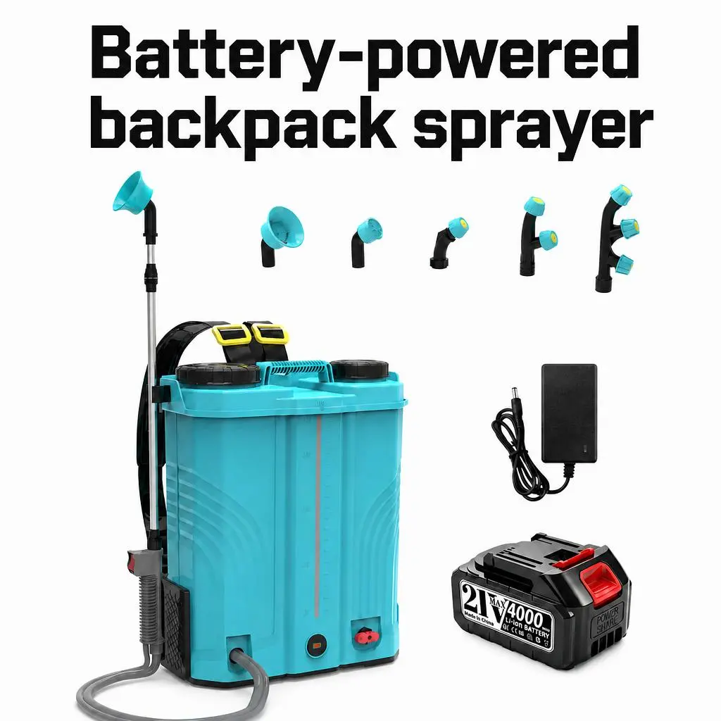 【DealsForYouDays】 Battery-Powered 5 Gal Backpack Sprayer, 100 PSI Electric Garden Sprayer with Bottle Washing Function, Mixing System, 6 Versatile Nozzles, Adjustable Pressure Regulator, Breathable Cushion, 4.0Ah Batteries & Charger for Lawn, Garden