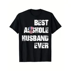 Men's Funny Marriage Humor Graphic Cotton T-Shirt - Casual Short-Sleeve "Best Husband Ever" Couple Matching Black Tee, Heavyweight Pre-Shrunk Streetwear Top, Creative Spouse Gift for Anniversary, Christmas