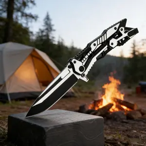 Mechanical Style Tactical Folding Pocket Knife, EDC Outdoor Tool for Camping Hiking