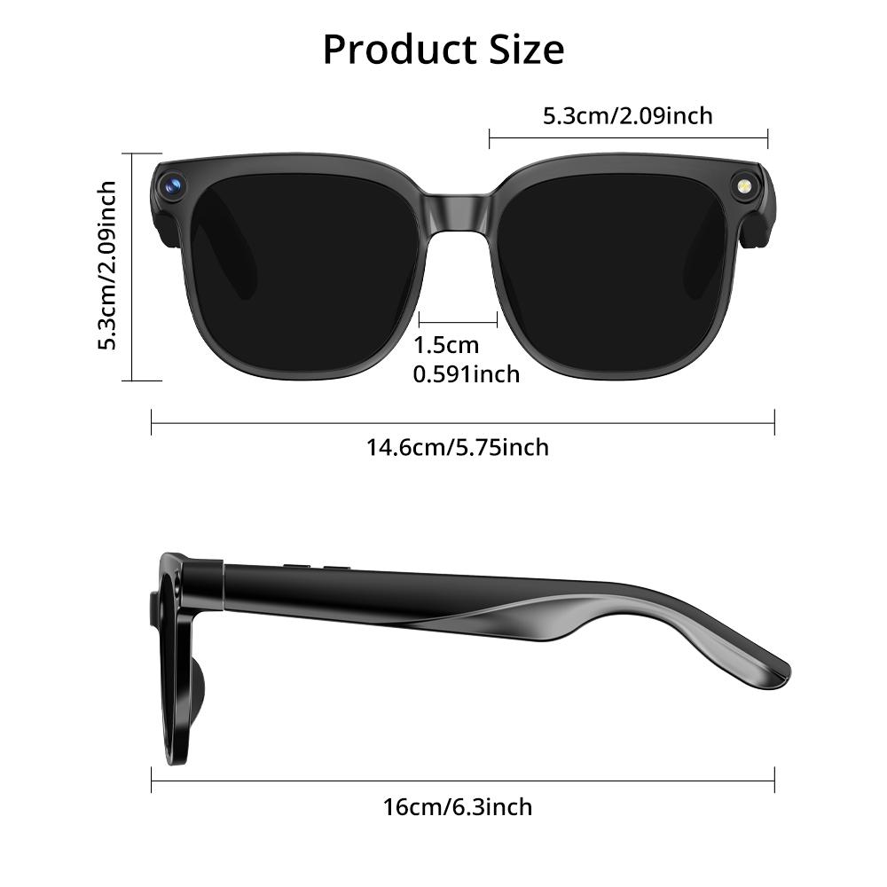 Turbosun Smart Glasses AI Cycling Camera Glasses Wearable 8MP Camera Hands-Free Photo/Video Recording Suitable for Travel Outdoor Wireless UV Protection Language Translation Sync Phone iOS detail 5