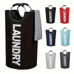 90L Extra Large Laundry Basket With Padded Handle - Foldable, Multifunctional Storage Basket, Suitable For Bathroom, Laundry Room, Balcony, And Dormitory - Black