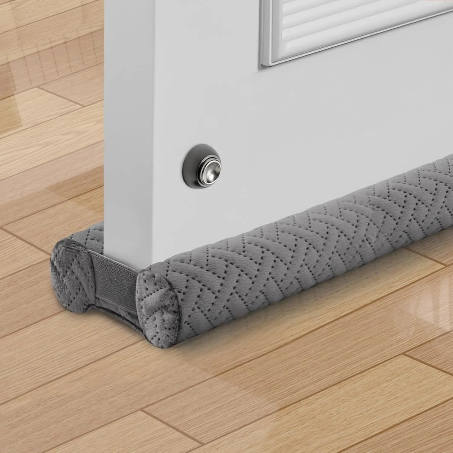 2 Pcs Dark Grey Synthetic Soft Fabric Under Door Draft Stopper Door Stops, 30"-36" Adjustable Gap Filler with Double-Sided Windproof Seal - Blocks Cold Air, Light, Dust, Noise, Energy-Saving for Home Bedrooms, Flats
