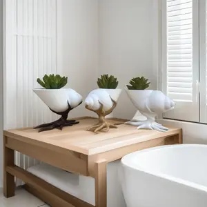 Resin Craft Sea Shell Succulent Vase, Desktop Decorative Flower Pot, Balcony Window Garden Art, Home Office TV Cabinet Wine Cabinet, Ornaments