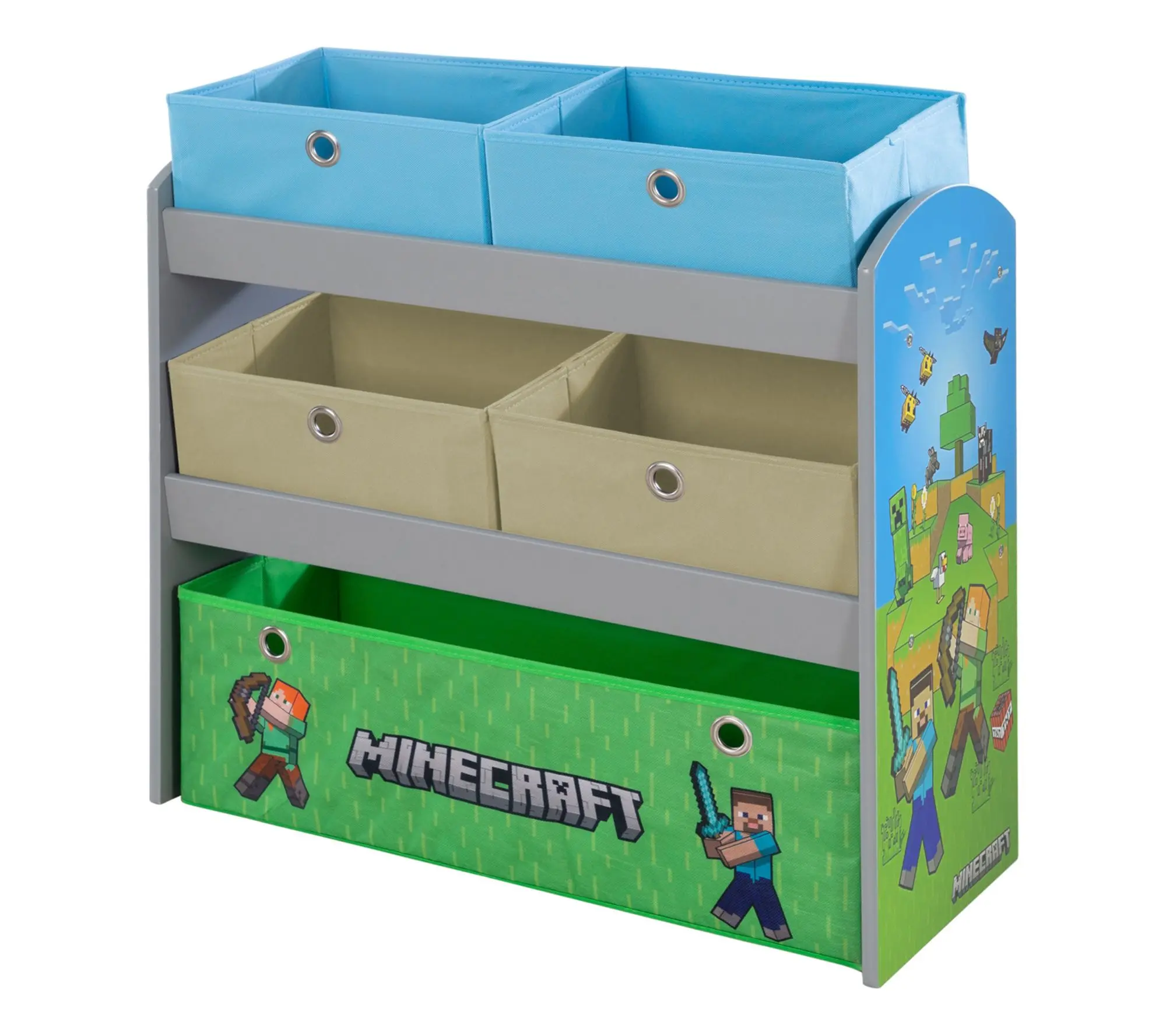 Minecraft Play Shelf & Fabric Box Organizer Minecraft Play Shelf & Fabric Box Organizer