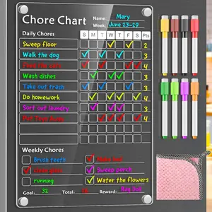 Magnetic Chore Chart for Kids, Dry Erase Behavior Chore Chart for Fridge, Reward Chart for Multiple Kids Teens Adults Family, 8"x12" White 1 Pack