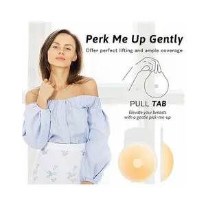 1 pair of Self-Adhesive Silicone Lift Bra Pads, Sticky Thick round-shaped Push-Up Breast Inserts, Water Proof Womenswear Lightweight strapless