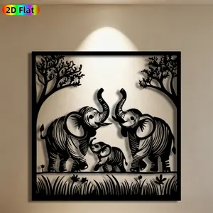 1pc Elephant Family Metal Wall Art, Heartwarming Elephant Statue Mural, Ideal Gift for New Year, Easter, Animal Decor Enthusiasts, Weather-Resistant Metal Wall Decor , Perfect for Living Room Wall & Garden Fence, Charming Indoor Outdoor Decor