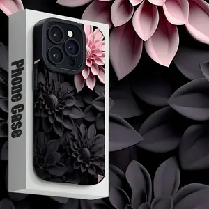 3D Floral Pattern  Case in Pink And Black for Iphone 17 promax /16/15/14/13/12/11, Designed to Be Shockproof, Dirt-Resistant, And Fully Protective.