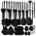 【Black Friday】Luxury 36-Piece Makeup Brush and Beauty Tool Kit, Cosmetic Brushes, Sponges, Triangular Puffs, Headband and Wristbands