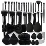 【Black Friday】Luxury 36-Piece Makeup Brush and Beauty Tool Kit, Cosmetic Brushes, Sponges, Triangular Puffs, Headband and Wristbands