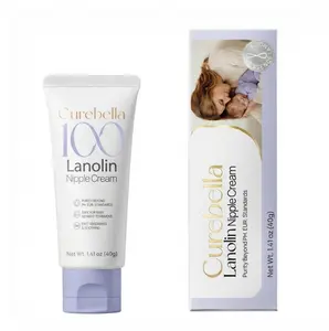 Curebella Lanolin Nipple Cream Safe for Breastfeeding, Ultra-Pure Lanolin Extract, 100% Natural Nipple Balm, Deep Moisture for Cracked Nipples & Dry Skin, Postpartum Essential for Nursing & Pumping Moms, 1.41 oz