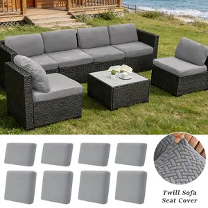 12PCS Super Soft Patio Sofa Covers Twill Fabric Garden Sectional Sofa Seat Covers Plain Washable Sofa Protector Outdoor