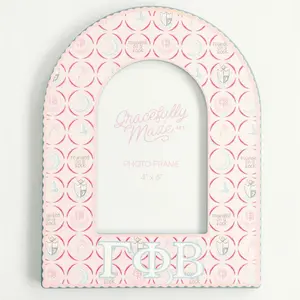 Gamma Phi Beta Picture Frame Box Decor - 6x9 inch Arch Frame with Crescent Moon Dove and Founded on a Rock Motto - Perfect Gift for Sisters Decor Photo Gift Gift Box