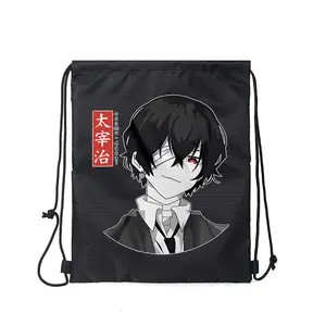 Osamu Dazai Anime Character Drawstring Backpack Bag Casual Daily Use School Sports Bag Gift for Anime Fans Youth Teenagers Perfect Christmas Halloween and Birthday Present