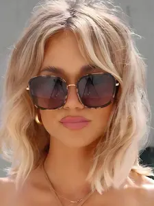 Women's Boho Style Fashion Sunglasses, Square Metal Frame, Uv400 Protection, Ideal for Travel & Daily Wear, All Seasons