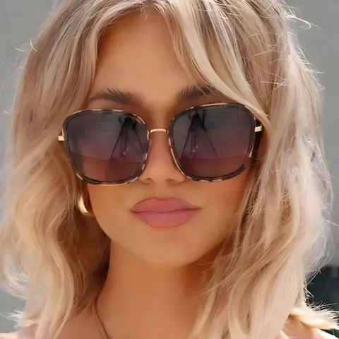Women's Boho Style Fashion Sunglasses, Square Metal Frame, Uv400 Protection, Ideal for Travel & Daily Wear, All Seasons