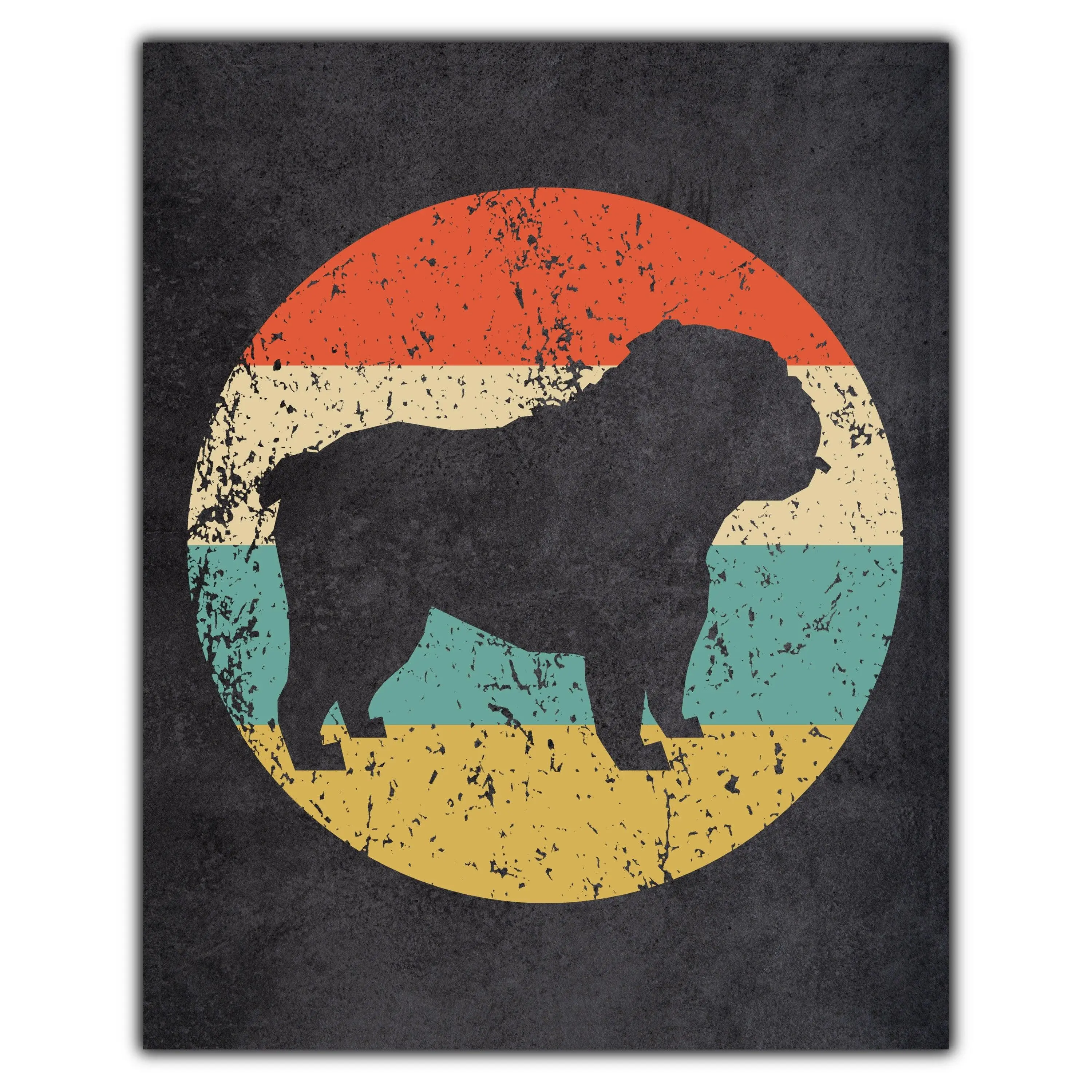 English Bulldog Icon Retro 8"x10" Wall Art Print