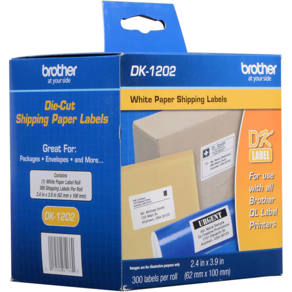 Brother 2.4x3.9" Shipping White Paper Labels, 300 Labels