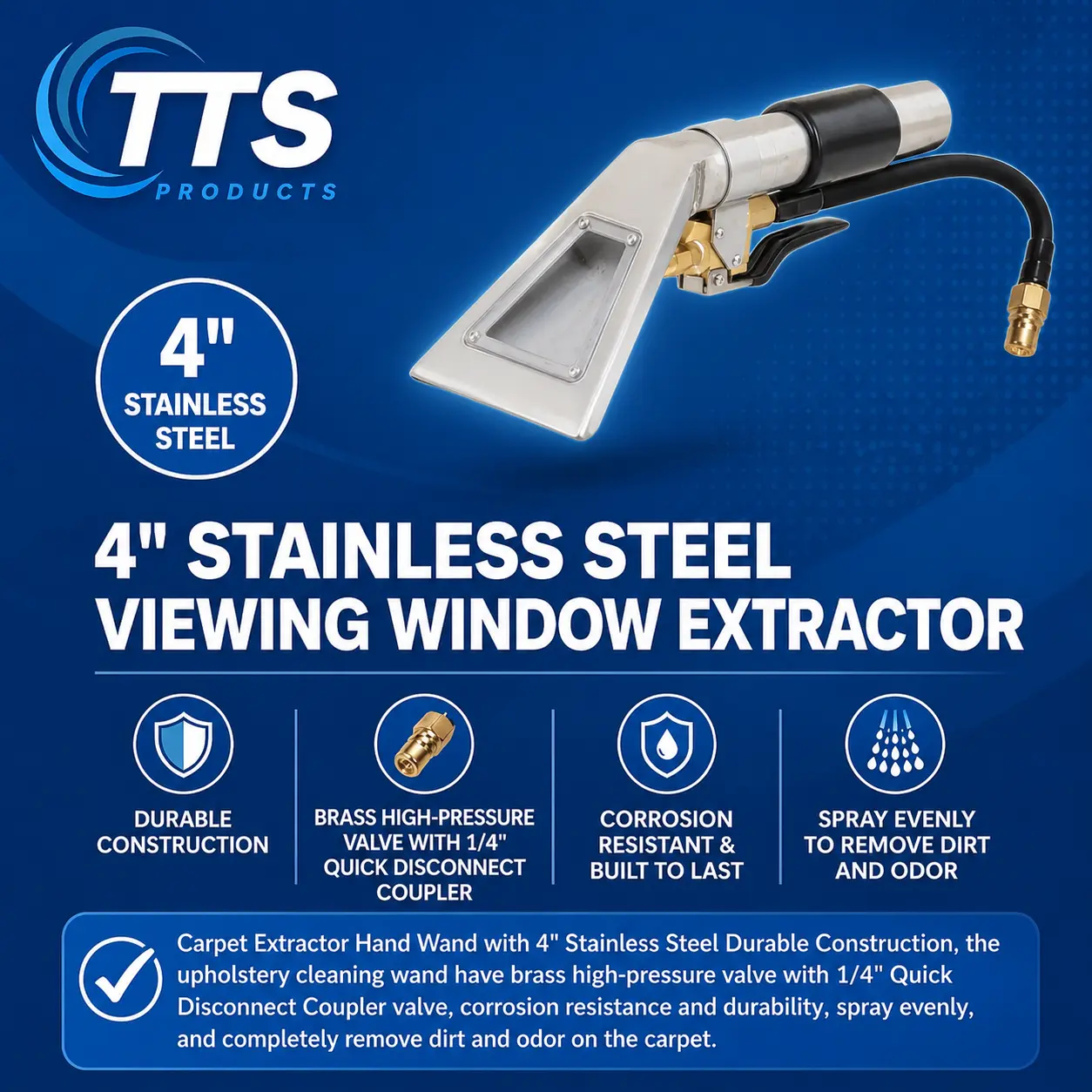 Extractor Hand Tool with Viewing Window - Upholstery Cleaner and Carpet Extractor