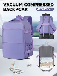 Vacuum Compression Backpack, Carry-On Size Travel Backpack with Vacuum System and Pump, Expands to 40L Packing Capacity, Fits 17” Laptop & 2–5 Days of Clothes, Water-Resistant Compression Backpack