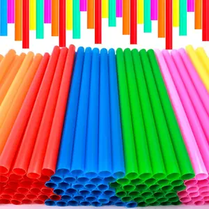 Jumbo Smoothie Straws, Colorful Disposable Wide-mouthed Large Straws, 100 Count