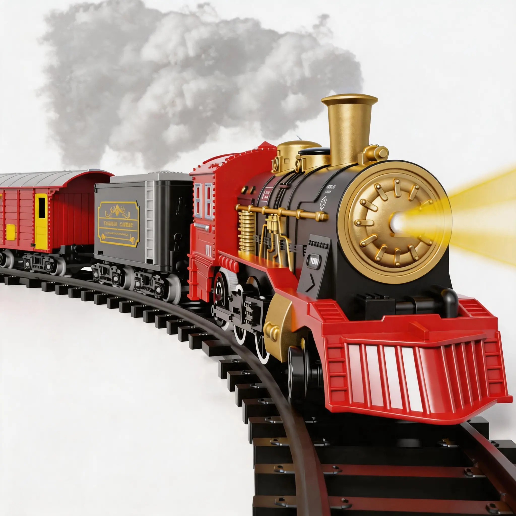 Sturdy Easy-Assemble  Electric Train Toy Set for Children 3+,Locomotive with Eye-Catching Colorful Lights&Realistic Train Horn Sounds,Contains One Locomotive and Four Train Carriages,Indoor Educational Pretend Railway Model&Anxiety Relief Sensory Toy