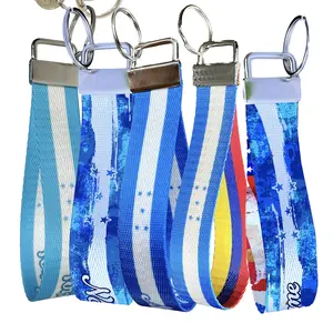 Honduras Flag Keychain Collection - Personalized Name Nylon Key Fob - Custom Wristlet Keychain