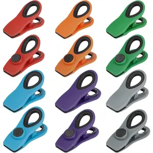 Chip Clips Bag Clips with Air Tight Seal for Food Storage, 12 Counts, Multicolor Kitchen Plastic Utensils Food Clip Ribbed Sturdy