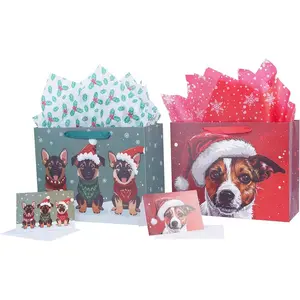 Christmas  Bag with Wrapping Tissue  Xmas Holiday 2 Pack 12.6"