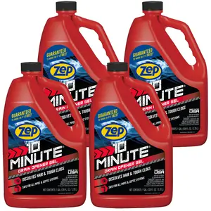 Zep 10 Minute Drain Opener Gel – Dissolves Hair and Clogs – 1 Gallon
