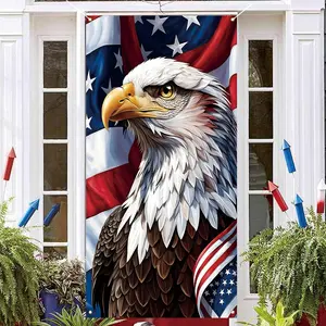 Red White and Blue American Flag Eagle Door Cover Memorial Day Backdrop 4th of July fourth of July Veterans Day Patriotic Party Decoration and Supplies for Home180x90cm