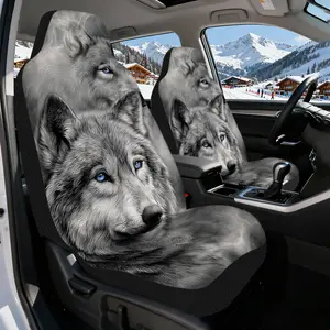 2pcs, Modern Mystical Gray Wolves Print Front Seat Covers, Car Seat Protectors, Compatible with Most Sedan and SUV Front Seats, Stylish Upgrade for Front Seat Interior Decoration, Car Seat Decorative, Perfect Gift for Drivers and Car Owners