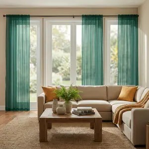 Window Wear 4 Panels 34X95Inch Premium Glowing Voile Sheer Curtains In Soft Pink For Home Decor Elegant Design & Versatile Use - Interior Decoration Accessories Ft2539