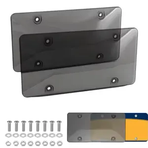 License Plate Covers - Set of Two Rectangular Covers in Gray with Screws Included