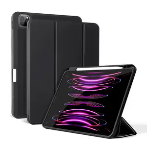 Shockproof Soft TPU iPad Case for iPad Air 4/5, iPad Pro 11", Magnetic Smart Folio with Pencil Holder, Clear Acrylic Back, 360 Rotatable Kickstand, Auto Wake/Sleep Protective Cover 2023