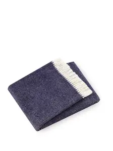 212 MAIN Plush Cotton-Acrylic Rectangular Throw Blanket, Woven Technique Soft Links Design, 55x70in Large Size, Navy Blue, Soft Texture, Plush Blankets