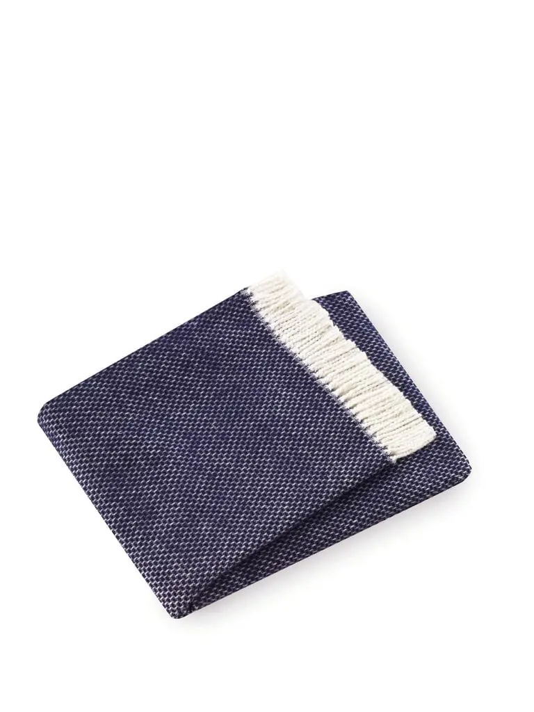 212 MAIN Plush Cotton-Acrylic Rectangular Throw Blanket, Woven Technique Soft Links Design, 55x70in Large Size, Navy Blue, Soft Texture, Plush Blankets