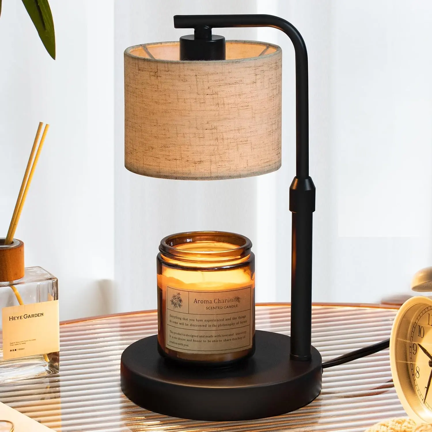 Candle Warmer Lamp with Timer, Dimmable Candle Wax Warmer with 2 Light Bulbs, Height Adjustable Electric Candle Light Scented Candles, Home Room Decor, Gifts for Women Mom