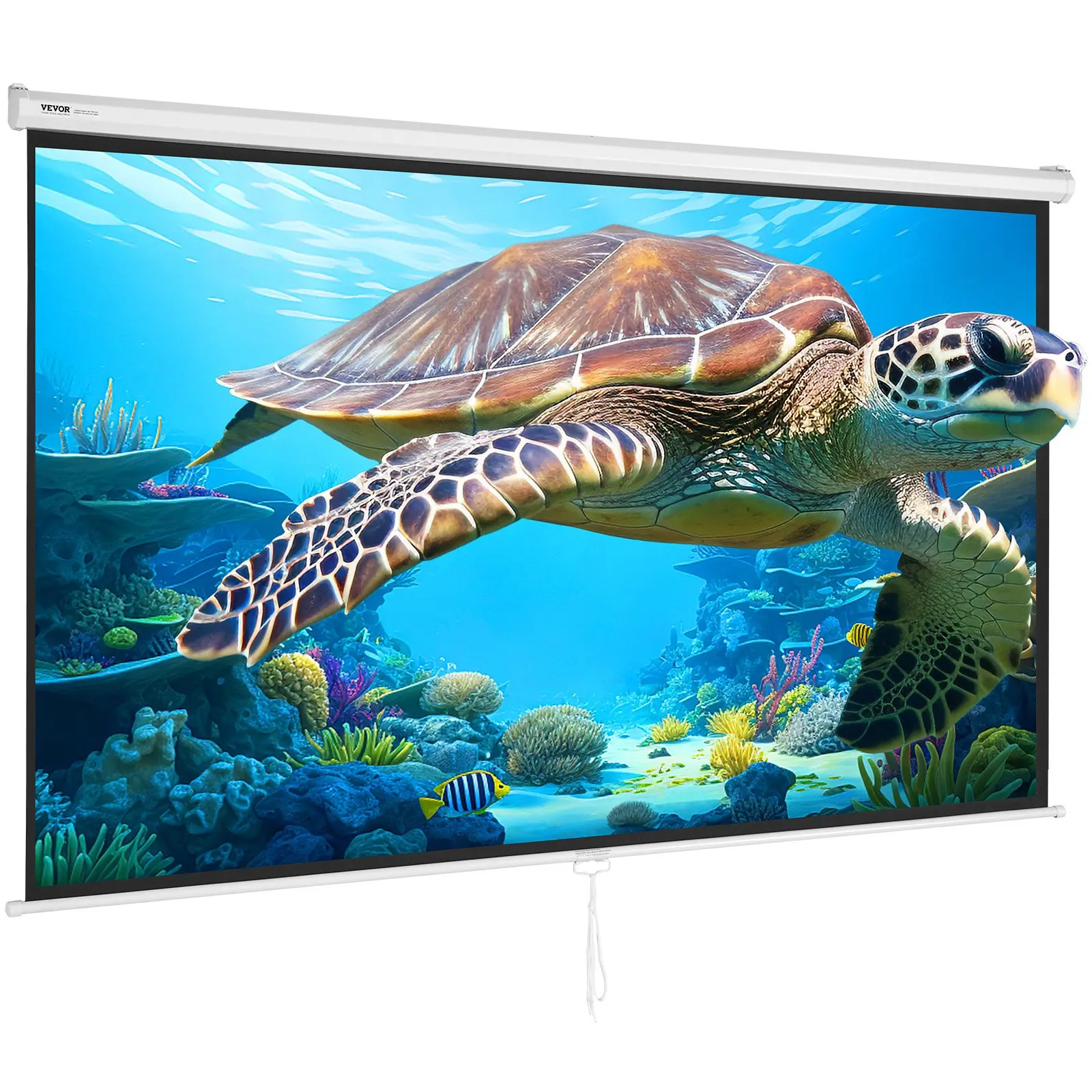 【DealsForYouDays】VEVOR  Manual Projector Screen, 100 inch 16:9 4K 1080 HD Retractable Pull Down Projector Screen, Auto-Locking Portable Movie Screen for Family Home Office Theater, Fully Assembled